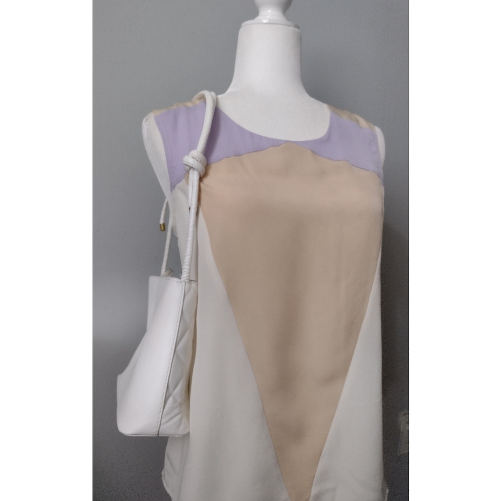 Bar III Modern Geometric Color Block Sleeveless Blouse